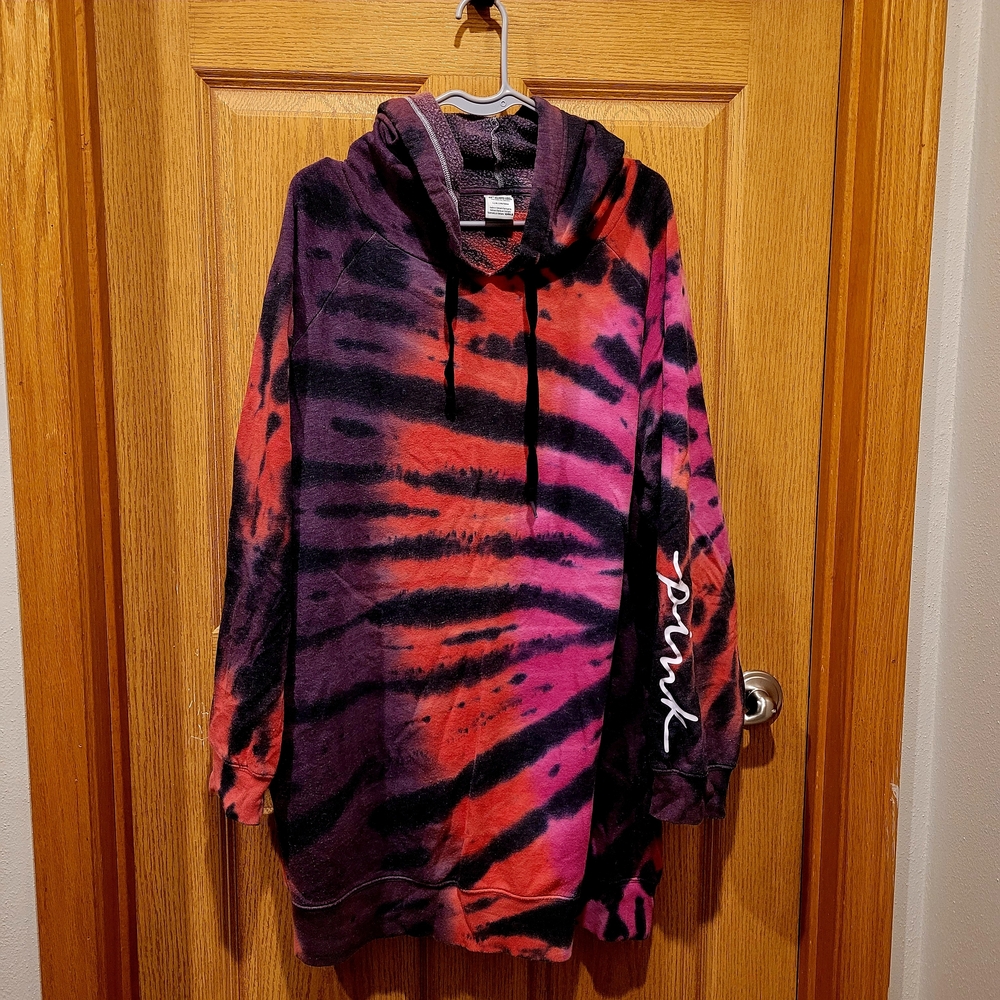 PINK Victoria's Secret Tie-Dye Hoodie in Red and Purple
